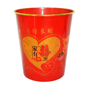 Round Plastic Chinese Style Open Top Waste Bin (B06-2018-6)